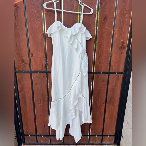 Jonathan Simkhai Assymetric Ruffle Dress size 4 white - Picture 2 of 10